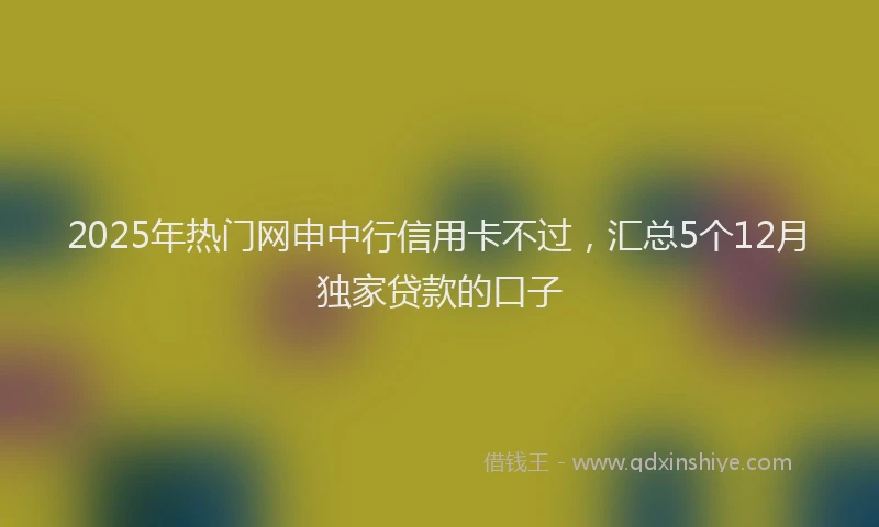 2025年热门网申中行信用卡不过，汇总5个12月独家贷款的口子