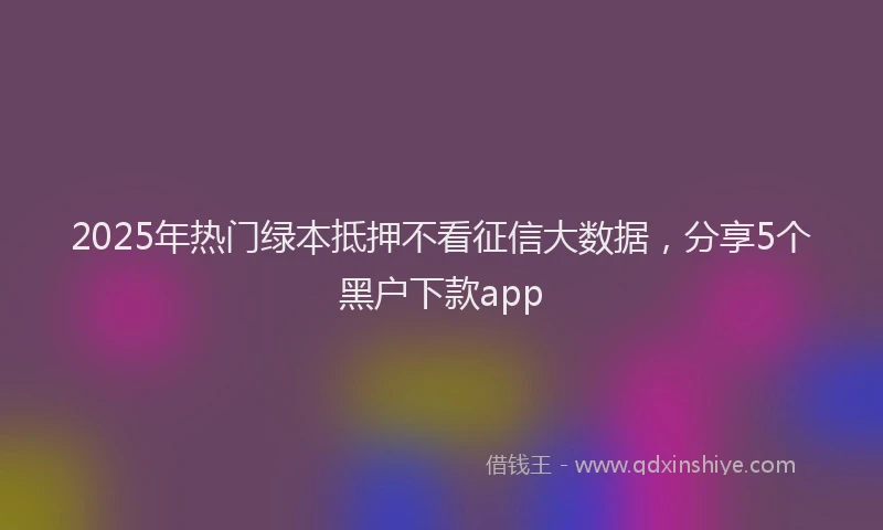2025年热门绿本抵押不看征信大数据，分享5个黑户下款app