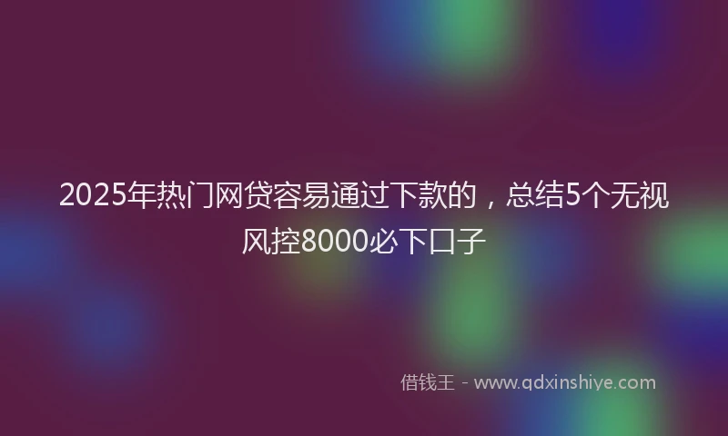 2025年热门网贷容易通过下款的，总结5个无视风控8000必下口子