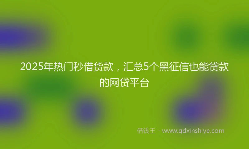2025年热门秒借货款，汇总5个黑征信也能贷款的网贷平台