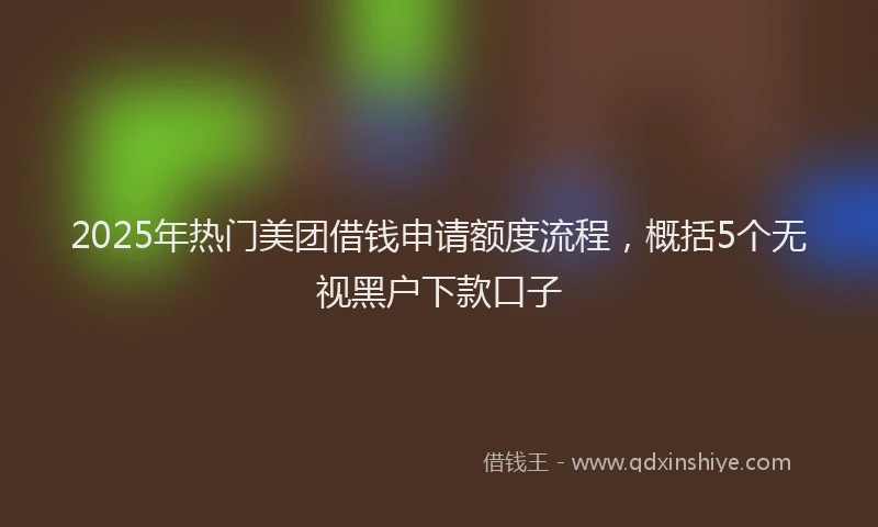2025年热门美团借钱申请额度流程，概括5个无视黑户下款口子