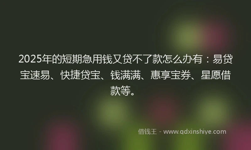 2025年的短期急用钱又贷不了款怎么办有：易贷宝速易、快捷贷宝、钱满满、惠享宝券、星愿借款等。