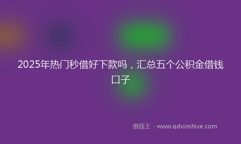 2025年热门秒借好下款吗，汇总五个公积金借钱口子