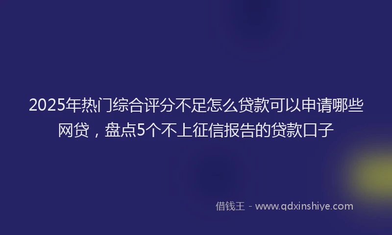 2025年热门综合评分不足怎么贷款可以申请哪些网贷，盘点5个不上征信报告的贷款口子