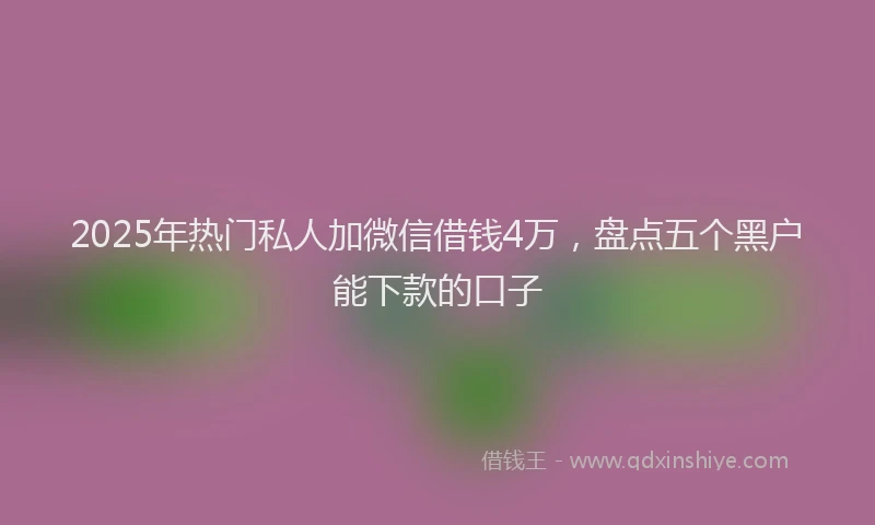 2025年热门私人加微信借钱4万，盘点五个黑户能下款的口子