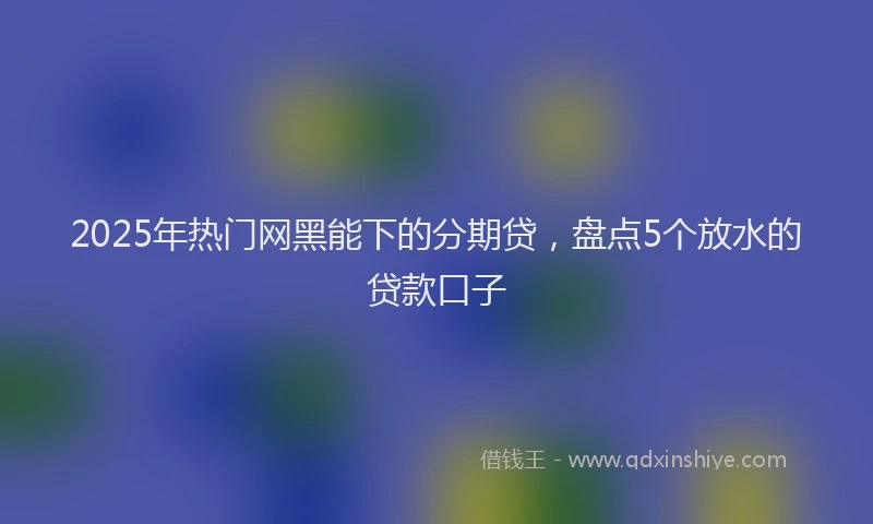 2025年热门网黑能下的分期贷，盘点5个放水的贷款口子