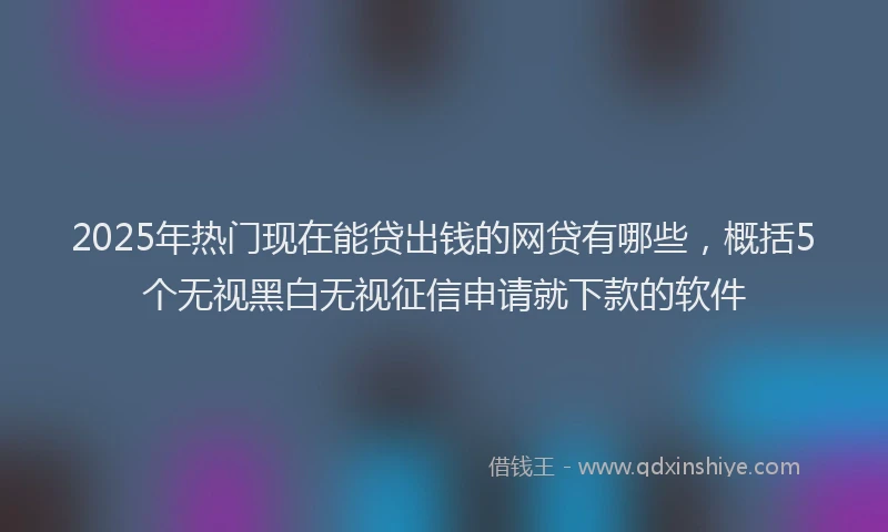 2025年热门现在能贷出钱的网贷有哪些，概括5个无视黑白无视征信申请就下款的软件