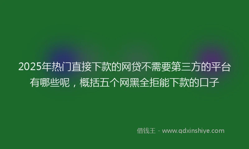 2025年热门直接下款的网贷不需要第三方的平台有哪些呢,概括五个网黑全拒能下款的口子