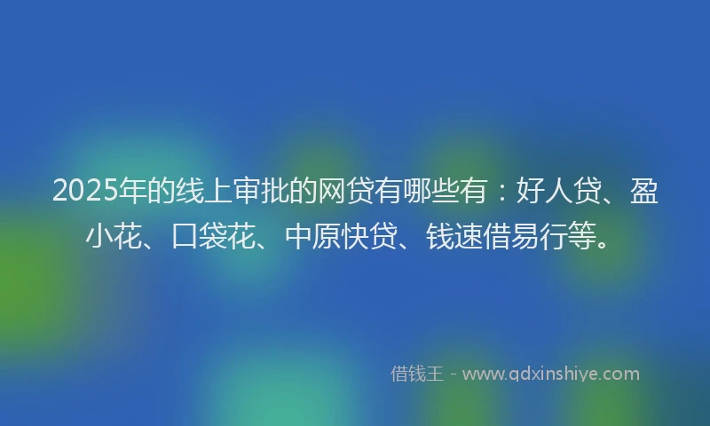 2025年的线上审批的网贷有哪些有：好人贷、盈小花、口袋花、中原快贷、钱速借易行等。