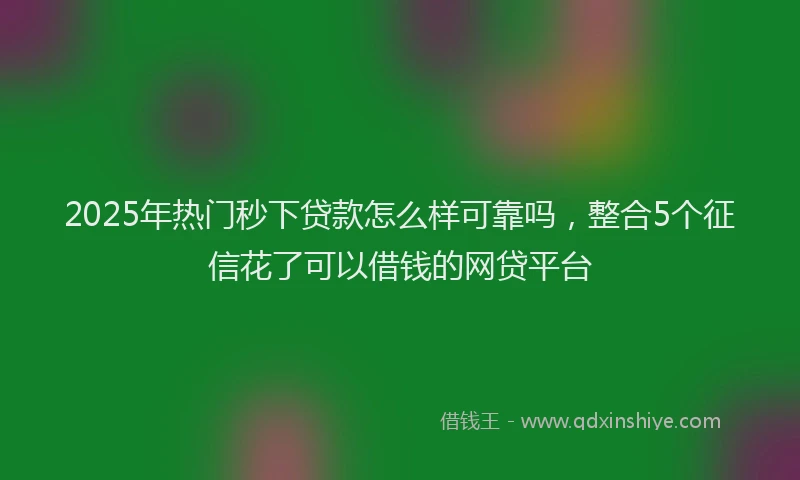 2025年热门秒下贷款怎么样可靠吗，整合5个征信花了可以借钱的网贷平台