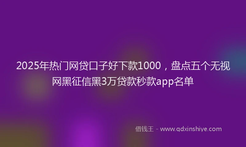 2025年热门网贷口子好下款1000，盘点五个无视网黑征信黑3万贷款秒款app名单