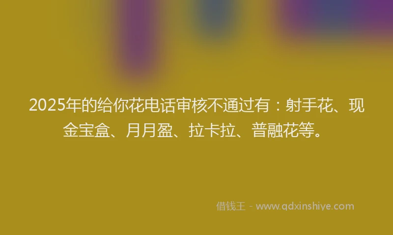 2025年的给你花电话审核不通过有：射手花、现金宝盒、月月盈、拉卡拉、普融花等。