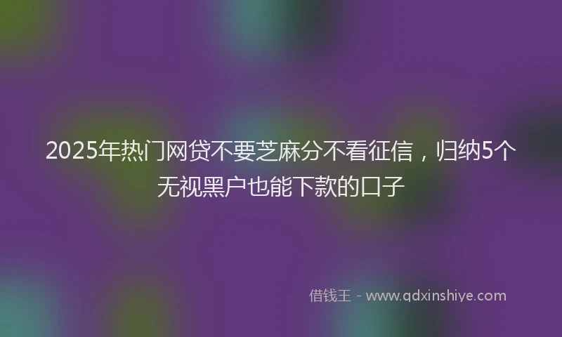 2025年热门网贷不要芝麻分不看征信,归纳5个无视黑户也能下款的口子