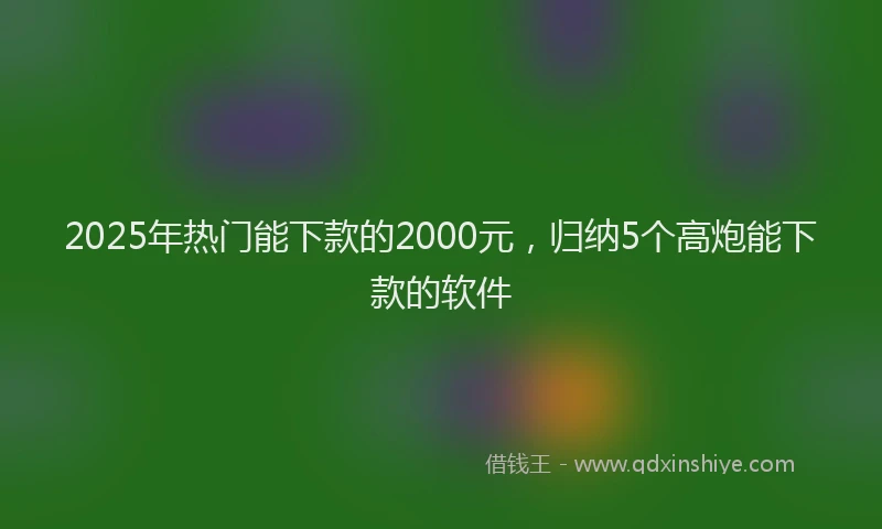 2025年热门能下款的2000元,归纳5个高炮能下款的软件