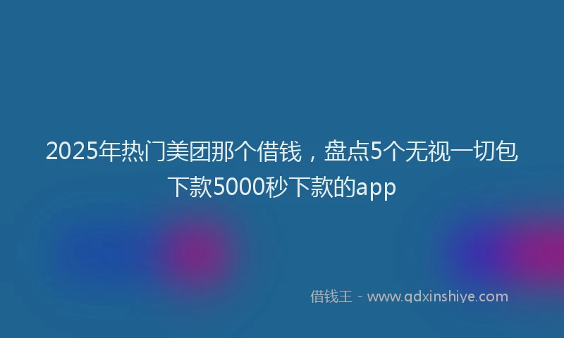 2025年热门美团那个借钱，盘点5个无视一切包下款5000秒下款的app