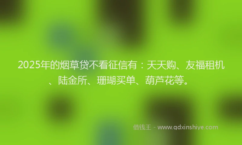 2025年的烟草贷不看征信有：天天购、友福租机、陆金所、珊瑚买单、葫芦花等。