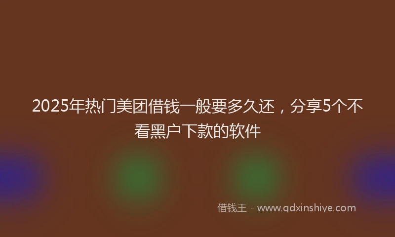 2025年热门美团借钱一般要多久还,分享5个不看黑户下款的软件