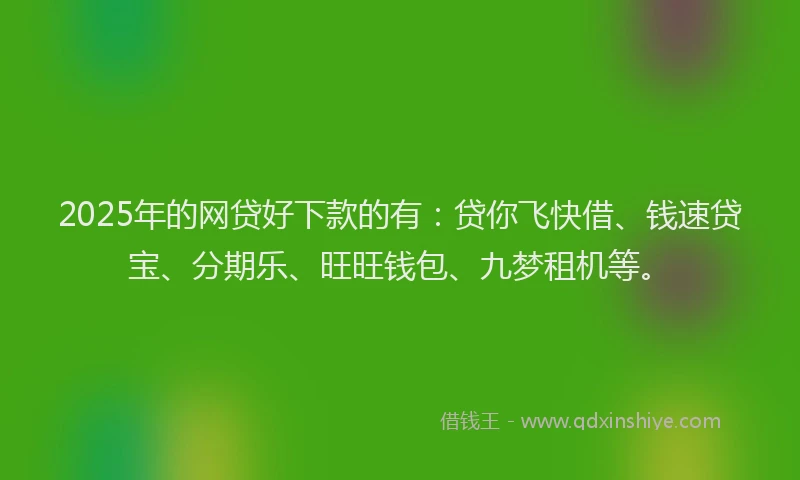 2025年的网贷好下款的有：贷你飞快借、钱速贷宝、分期乐、旺旺钱包、九梦租机等。
