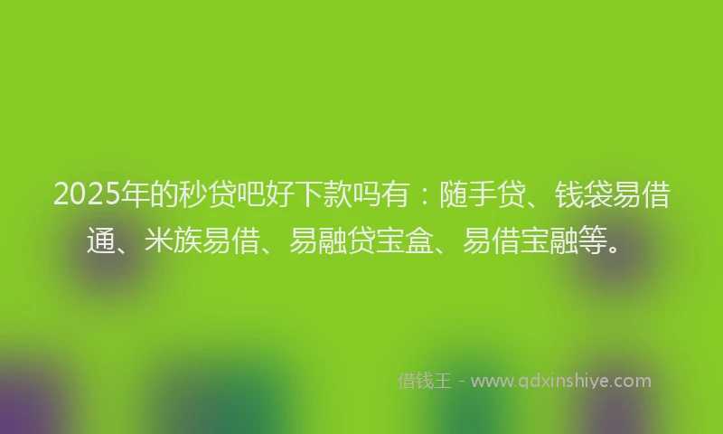 2025年的秒贷吧好下款吗有：随手贷、钱袋易借通、米族易借、易融贷宝盒、易借宝融等。