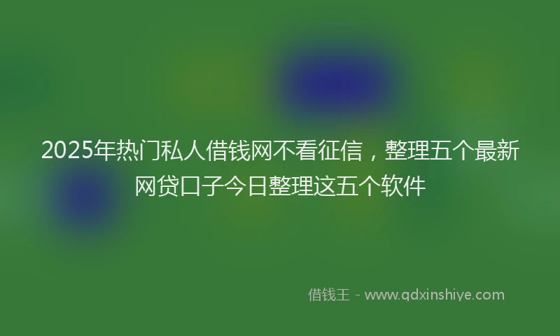 2025年热门私人借钱网不看征信，整理五个最新网贷口子今日整理这五个软件