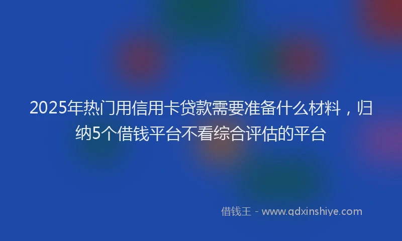 2025年热门用信用卡贷款需要准备什么材料，归纳5个借钱平台不看综合评估的平台