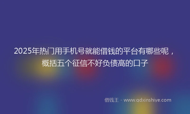 2025年热门用手机号就能借钱的平台有哪些呢,概括五个征信不好负债高的口子