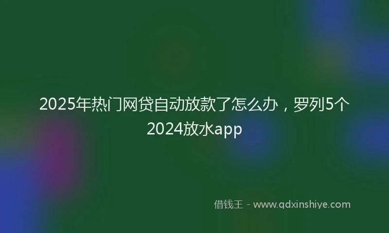 2025年热门网贷自动放款了怎么办，罗列5个2024放水app