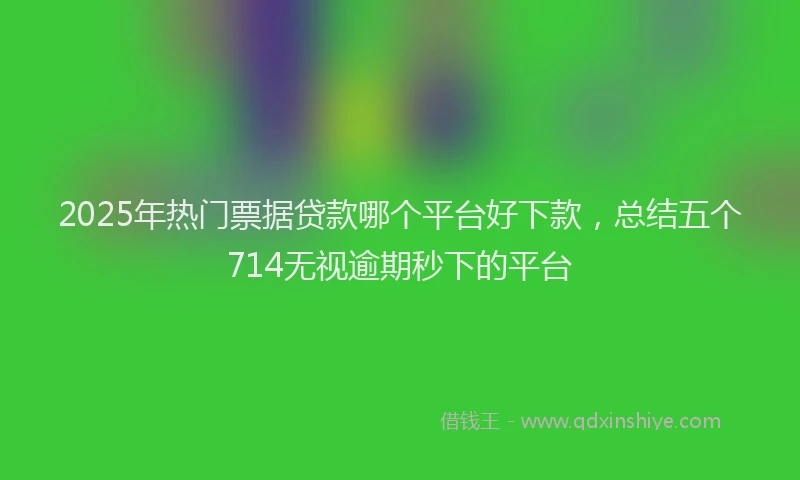 2025年热门票据贷款哪个平台好下款，总结五个714无视逾期秒下的平台
