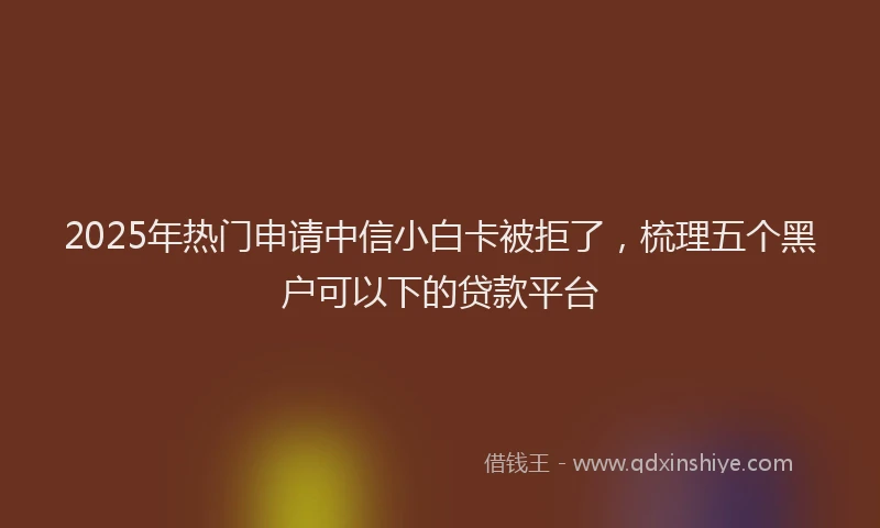 2025年热门申请中信小白卡被拒了，梳理五个黑户可以下的贷款平台