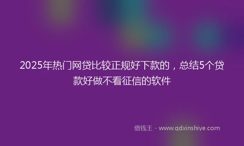 2025年热门网贷比较正规好下款的,总结5个贷款好做不看征信的软件