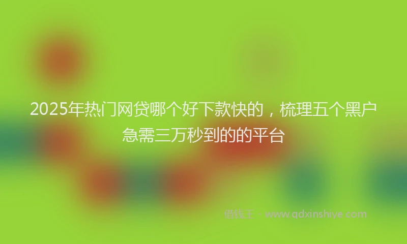 2025年热门网贷哪个好下款快的，梳理五个黑户急需三万秒到的的平台