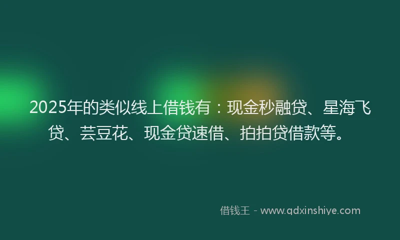2025年的类似线上借钱有：现金秒融贷、星海飞贷、芸豆花、现金贷速借、拍拍贷借款等。