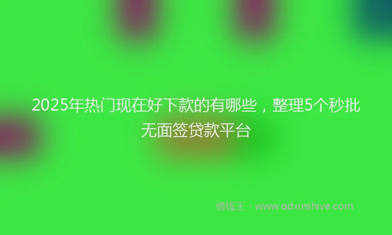 2025年热门现在好下款的有哪些，整理5个秒批无面签贷款平台