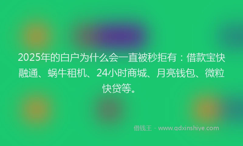 2025年的白户为什么会一直被秒拒有：借款宝快融通、蜗牛租机、24小时商城、月亮钱包、微粒快贷等。