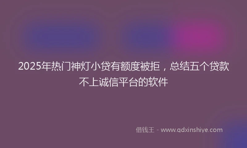 2025年热门神灯小贷有额度被拒，总结五个贷款不上诚信平台的软件