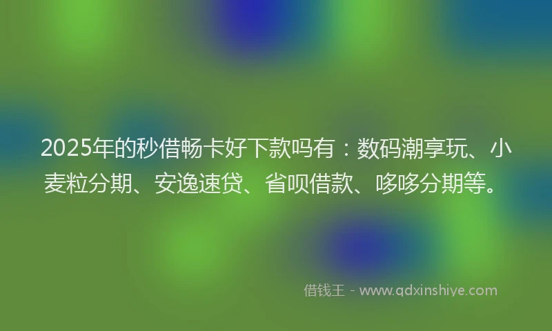2025年的秒借畅卡好下款吗有：数码潮享玩、小麦粒分期、安逸速贷、省呗借款、哆哆分期等。
