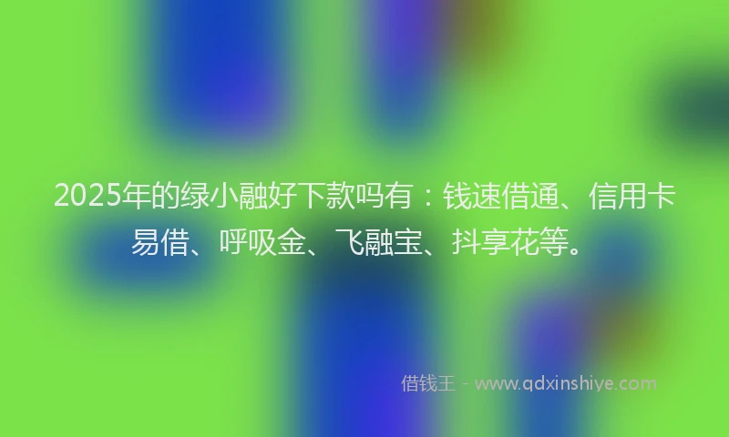 2025年的绿小融好下款吗有:钱速借通、信用卡易借、呼吸金、飞融宝、抖享花等。