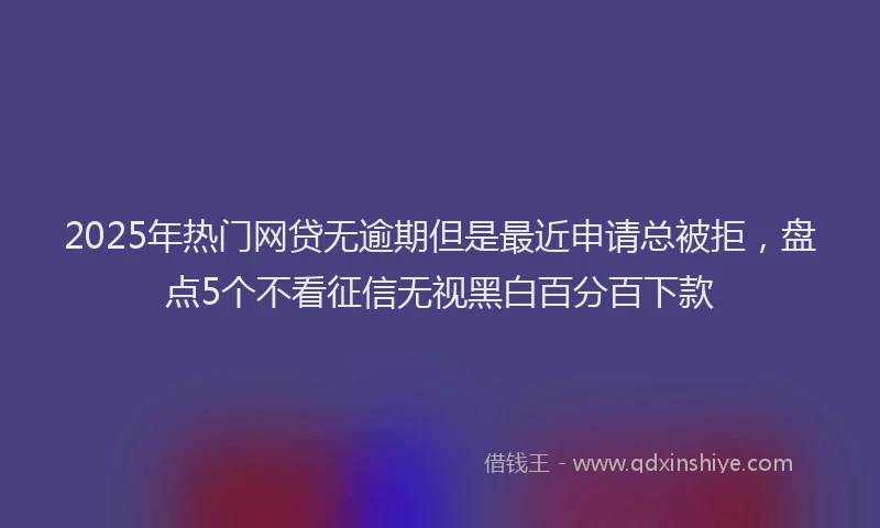 2025年热门网贷无逾期但是最近申请总被拒，盘点5个不看征信无视黑白百分百下款