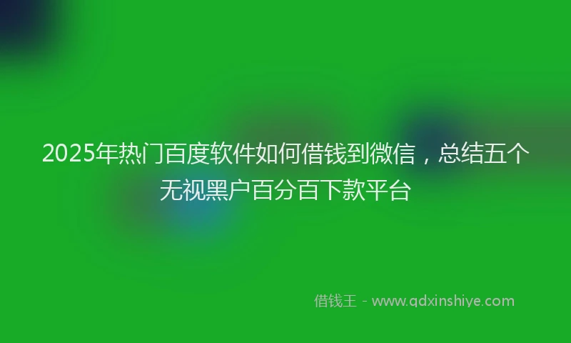 2025年热门百度软件如何借钱到微信，总结五个无视黑户百分百下款平台