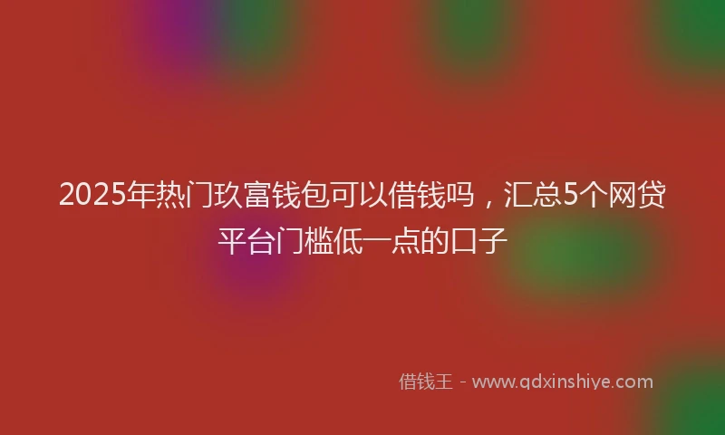 2025年热门玖富钱包可以借钱吗，汇总5个网贷平台门槛低一点的口子