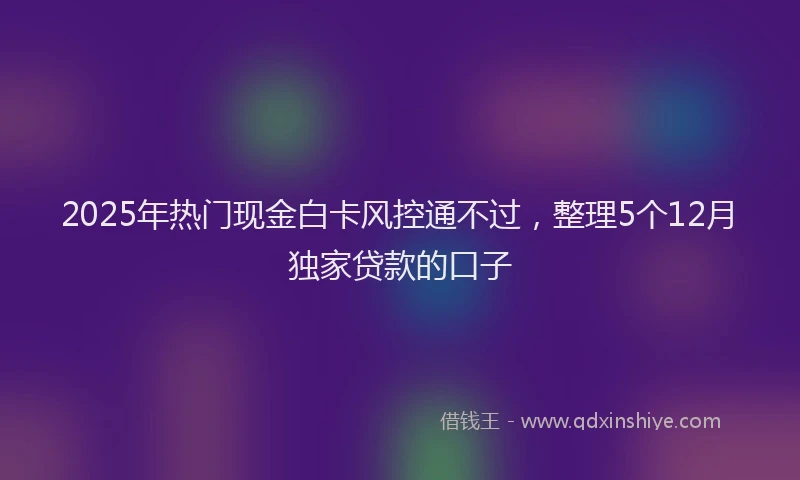 2025年热门现金白卡风控通不过，整理5个12月独家贷款的口子