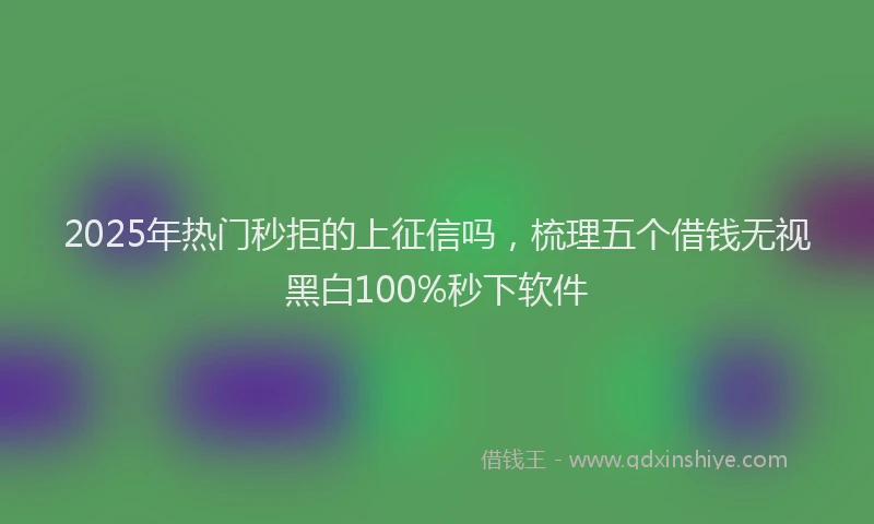 2025年热门秒拒的上征信吗，梳理五个借钱无视黑白100%秒下软件