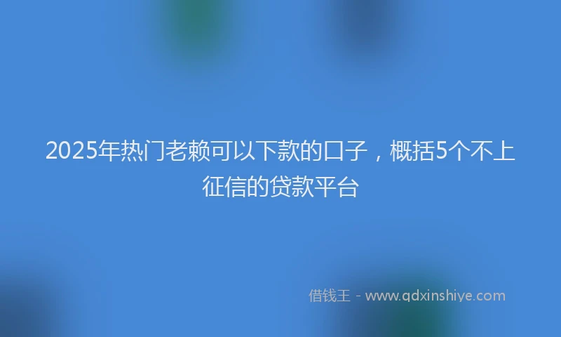 2025年热门老赖可以下款的口子,概括5个不上征信的贷款平台