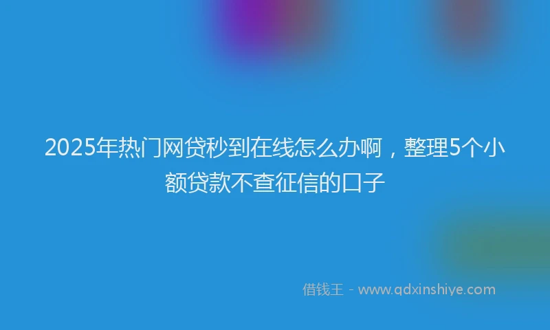 2025年热门网贷秒到在线怎么办啊，整理5个小额贷款不查征信的口子