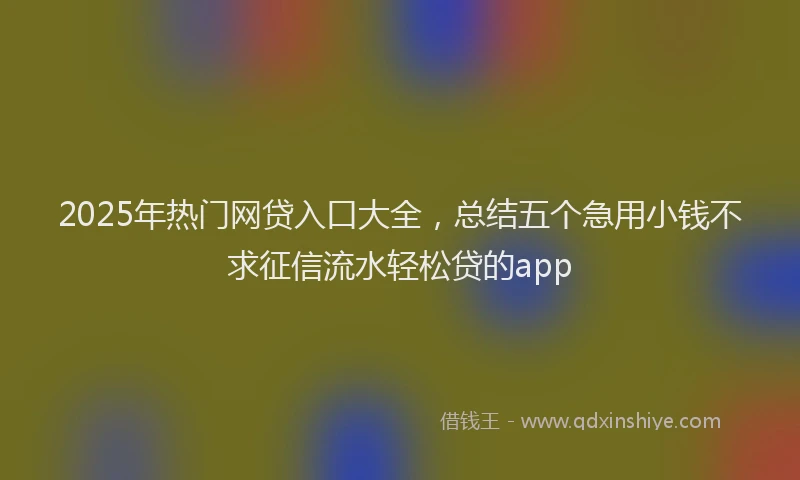 2025年热门网贷入口大全，总结五个急用小钱不求征信流水轻松贷的app