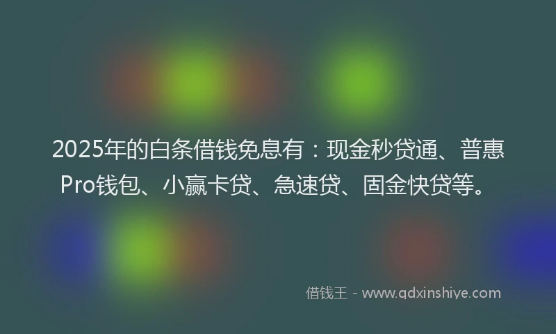 2025年的白条借钱免息有：现金秒贷通、普惠Pro钱包、小赢卡贷、急速贷、固金快贷等。
