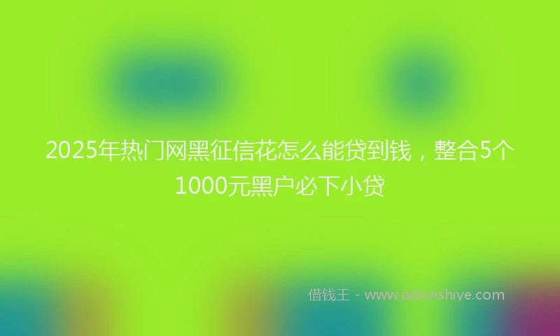 2025年热门网黑征信花怎么能贷到钱,整合5个1000元黑户必下小贷
