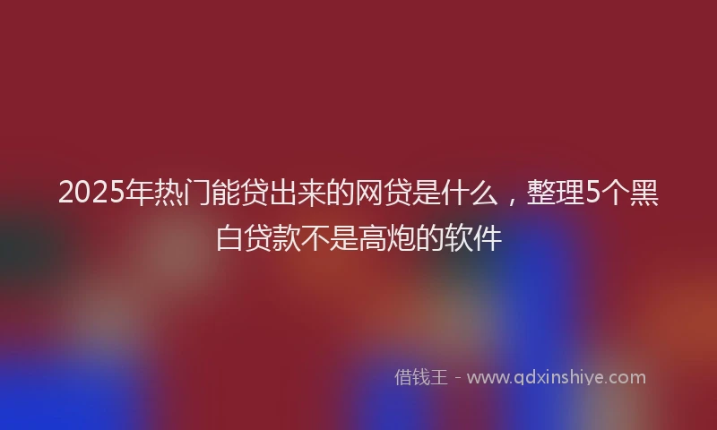 2025年热门能贷出来的网贷是什么,整理5个黑白贷款不是高炮的软件