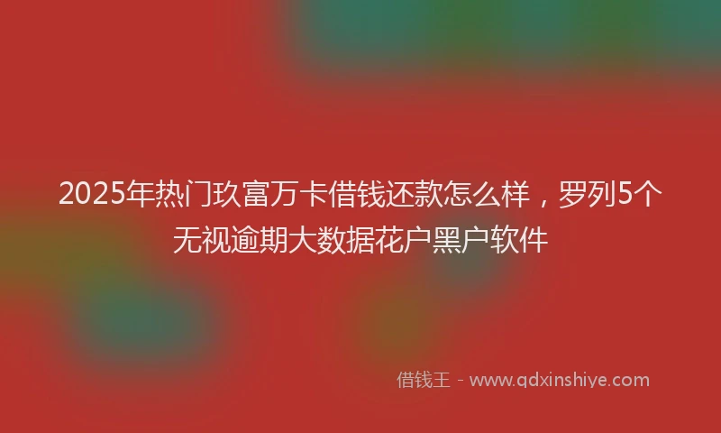 2025年热门玖富万卡借钱还款怎么样，罗列5个无视逾期大数据花户黑户软件