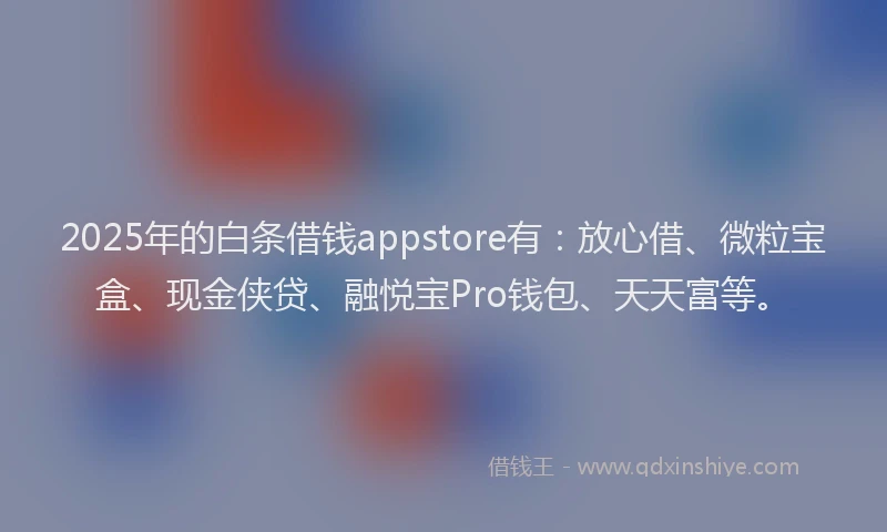 2025年的白条借钱appstore有：放心借、微粒宝盒、现金侠贷、融悦宝Pro钱包、天天富等。